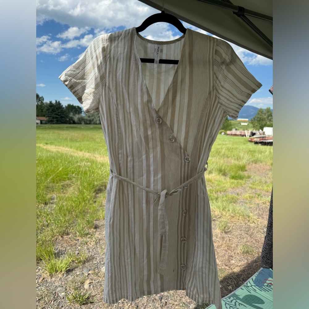RVCA cotton wrap mini dress